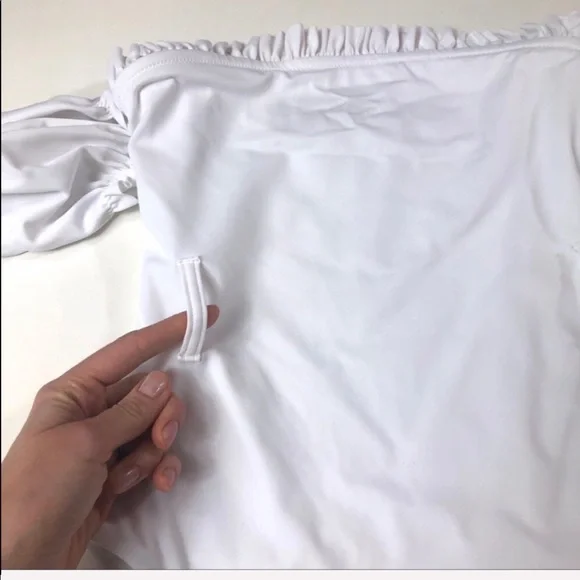 Something Navy one piece off shoulder swimsuit - Picture 4 of 7